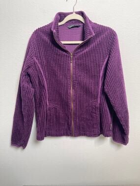 Woolrich Corduroy Zip Jacket Women’s Medium Eggplant Purple Ribbed Cotton